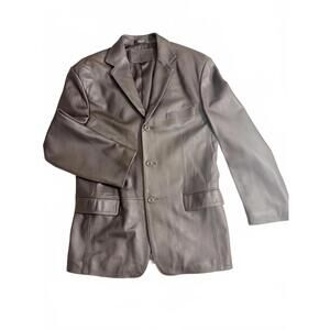 Stafford Brown Leather Blazer - Size Medium